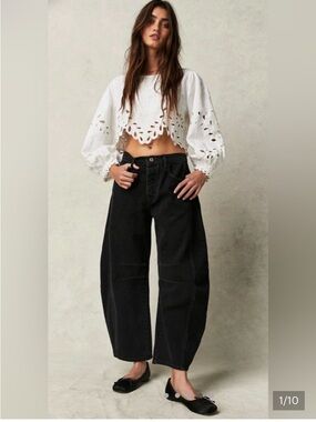 Free people Oleander cropped white eyelet blouse Size XS
